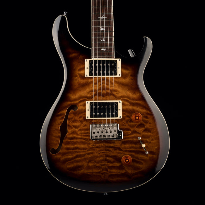 Pre Owned PRS SE Custom 22 Semi-Hollowbody Quilt Top Limited Black Gold Sunburst With Gig Bag