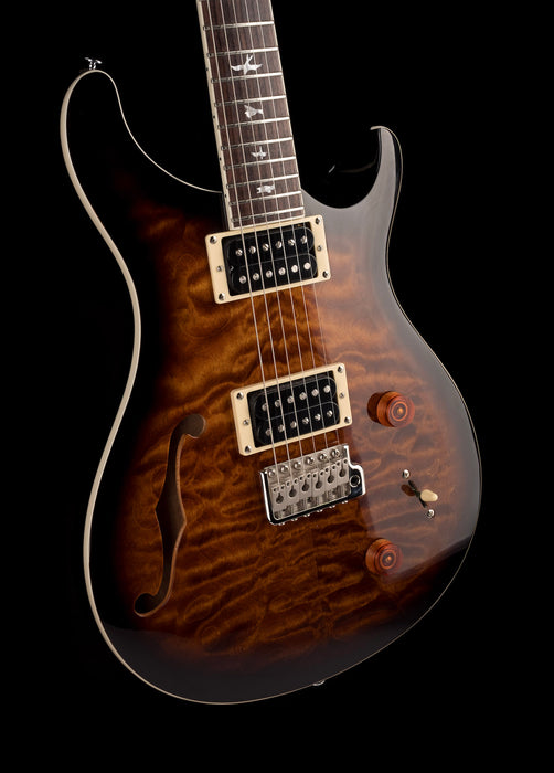 Pre Owned PRS SE Custom 22 Semi-Hollowbody Quilt Top Limited Black Gold Sunburst With Gig Bag