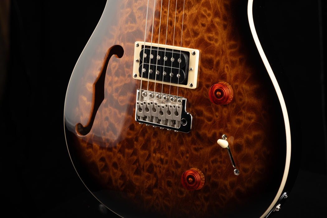 Pre Owned PRS SE Custom 22 Semi-Hollow Quilt Top Black Gold Sunburst Limited Run With Gig Bag