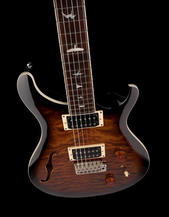 Pre Owned PRS SE Custom 22 Semi-Hollowbody Quilt Top Limited Black Gold Sunburst With Gig Bag