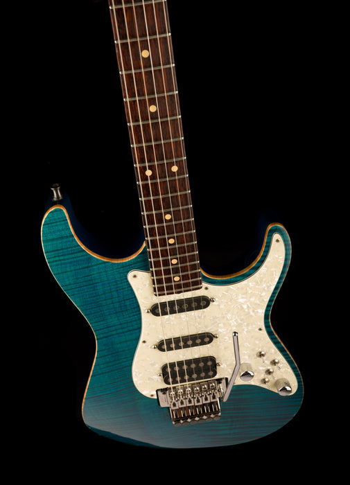 Pre Owned 1991 Tom Anderson Pro Am HSS Flametop Turquoise With Case