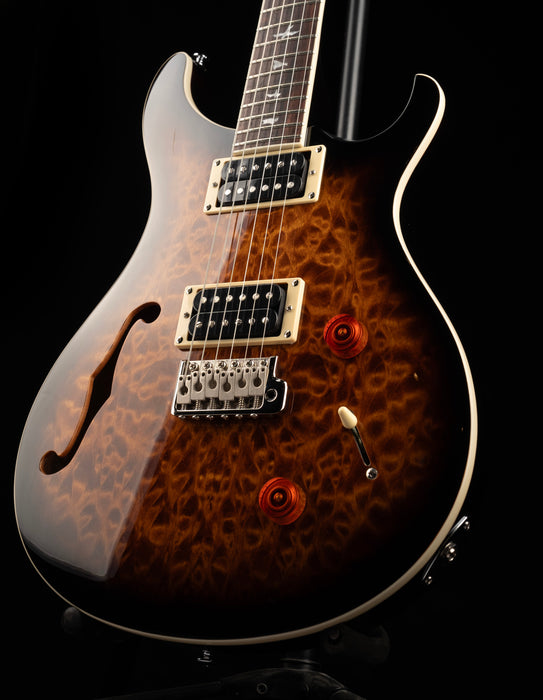 Pre Owned PRS SE Custom 22 Semi-Hollow Quilt Top Black Gold Sunburst Limited Run With Gig Bag