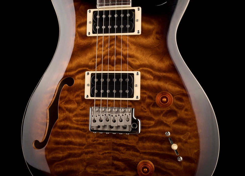 Pre Owned PRS SE Custom 22 Semi-Hollowbody Quilt Top Limited Black Gold Sunburst With Gig Bag