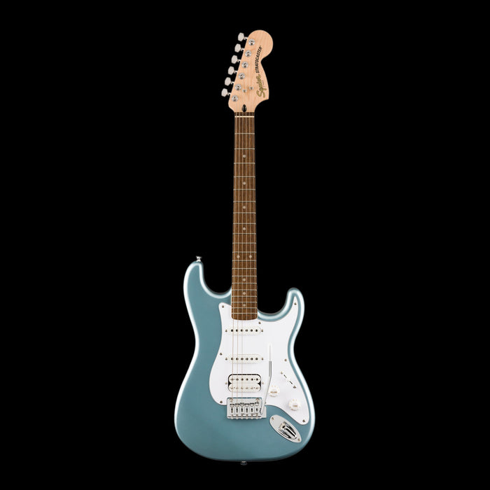 Squier Affinity Series Stratocaster Junior HSS Laurel Fingerboard White Pickguard Ice Blue Metallic Front