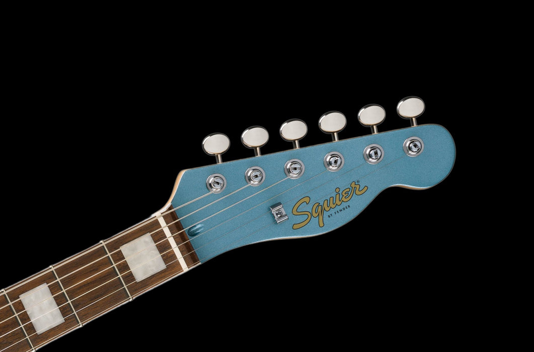 Fender Limited Edition Paranormal Offset Telecaster SJ Parchment Pickguard Ice Blue Metallic Headstock Front