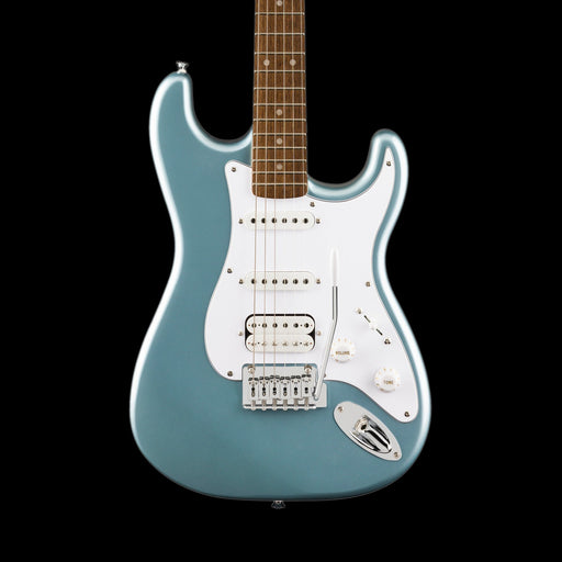 Squier Affinity Series Stratocaster Junior HSS Laurel Fingerboard White Pickguard Ice Blue Metallic Front Crop