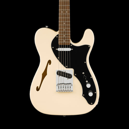 Squier Affinity Series Telecaster Thinline Laurel Fingerboard Black Pickguard Olympic White Front Crop