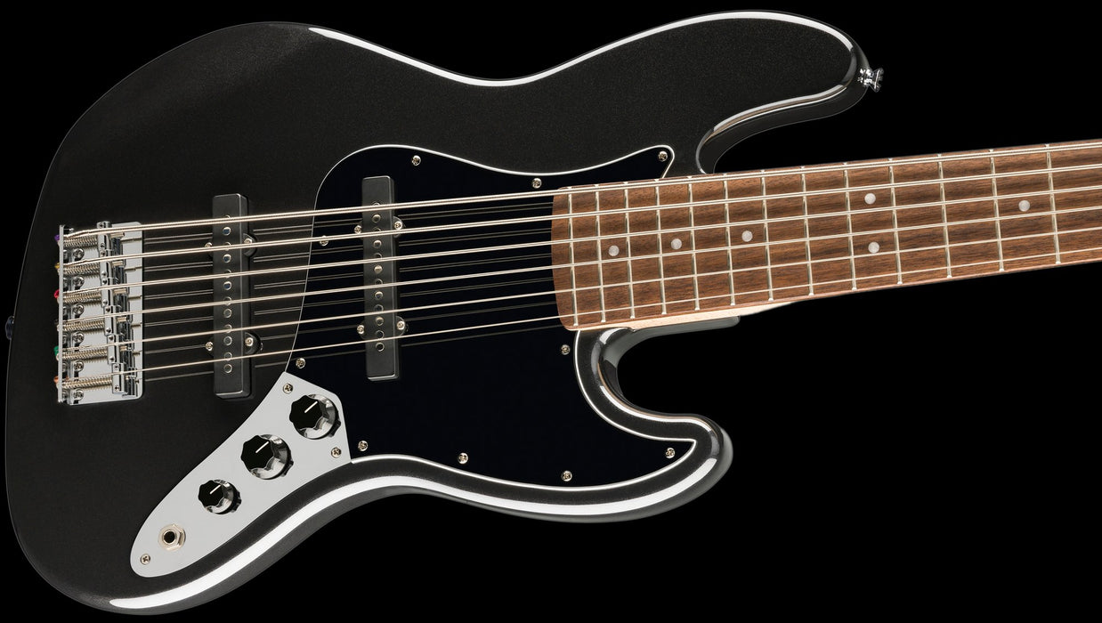 Squier Affinity Series Jazz Bass VI Laurel Fingerboard Black Pickguard Black Metallic Contour Body