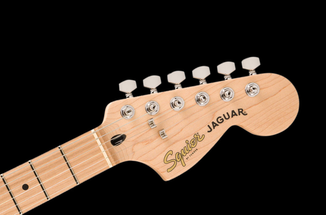 Squier Affinity Series Jaguar Maple Fingerboard White Pickguard Mystic Metallic Brown Headstock Front