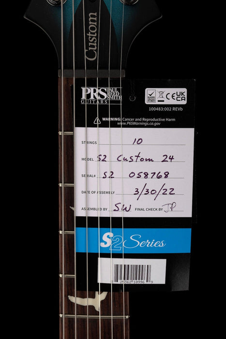 PRS S2 Custom 24 Custom Color Satin Frost Blue Metallic Smokeburst With Bag