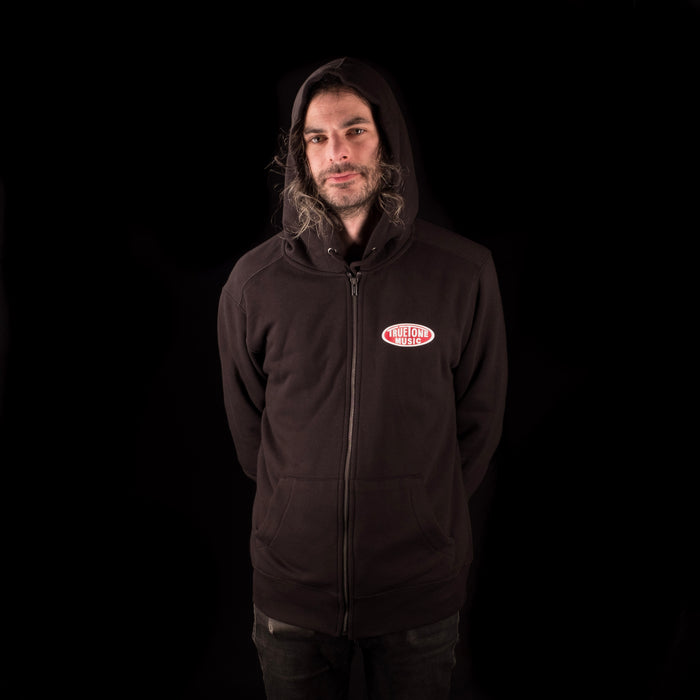 Beckerco Music Classic Zip Up Hoodie Black with White & Red Logo