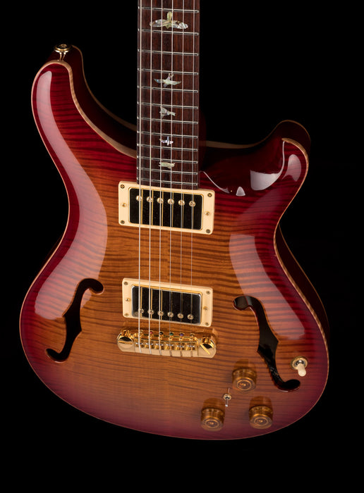 Pre Owned PRS Core McCarty Hollowbody II Piezo 10 Top Dark Cherry Sunburst Electric Guitar With Case