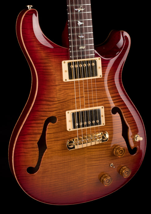 Pre Owned PRS Core McCarty Hollowbody II Piezo 10 Top Dark Cherry Sunburst Electric Guitar With Case