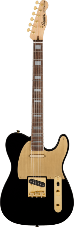 Squier 40th Anniversary Telecaster®, Gold Edition, Laurel Fingerboard, Gold Anodized Pickguard, Black Electric Guitars