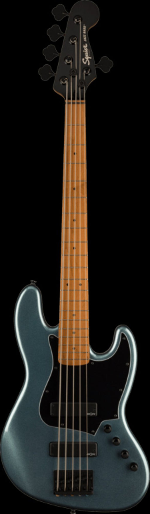 Squier Contemporary Active Jazz Bass® HH V, Roasted Maple Fingerboard, Black Pickguard, Gunmetal Metallic Bass Guitars