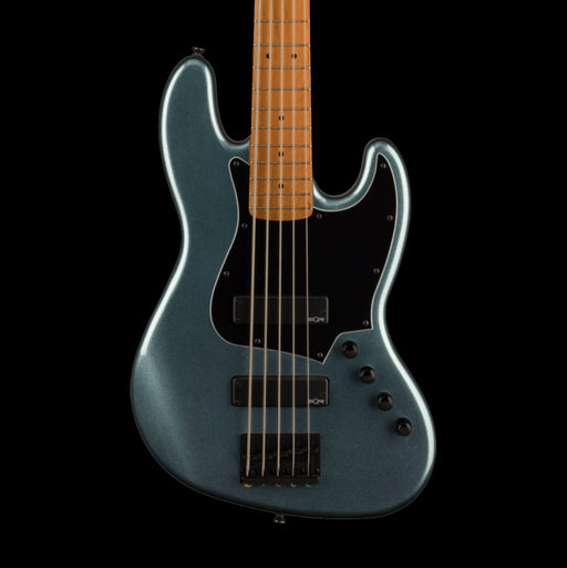 Squier Contemporary Active Jazz Bass® HH V, Roasted Maple Fingerboard, Black Pickguard, Gunmetal Metallic Bass Guitars