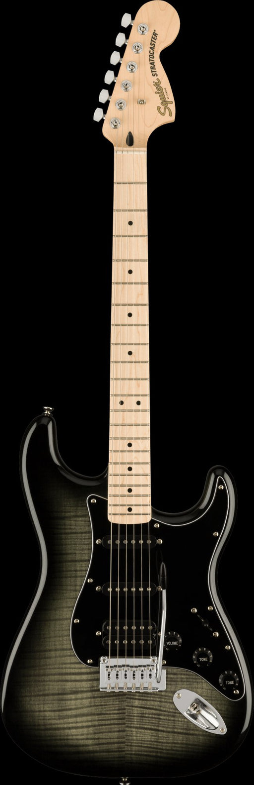 Squier Affinity Series Stratocaster FMT HSS Maple Fingerboard Black Pickguard Black Burst