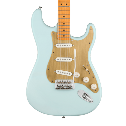 Squier 40th Anniversary Stratocaster®, Vintage Edition, Maple Fingerboard, Gold Anodized Pickguard, Satin Sonic Blue Electric Guitars