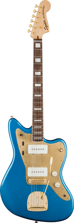 Squier 40th Anniversary Jazzmaster®, Gold Edition, Laurel Fingerboard, Gold Anodized Pickguard, Lake Placid Blue Electric Guitars