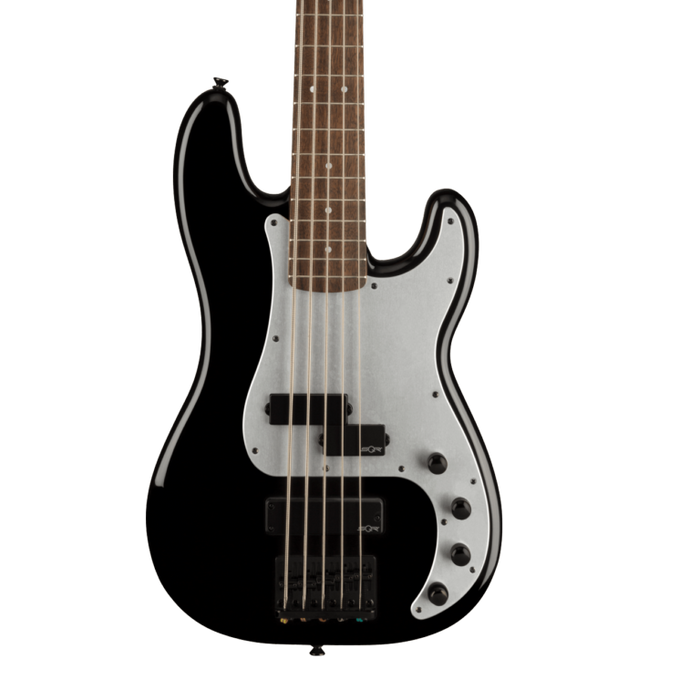 Squier Contemporary Active Precision Bass® PH V, Laurel Fingerboard, Silver Anodized Pickguard, Black Bass Guitars