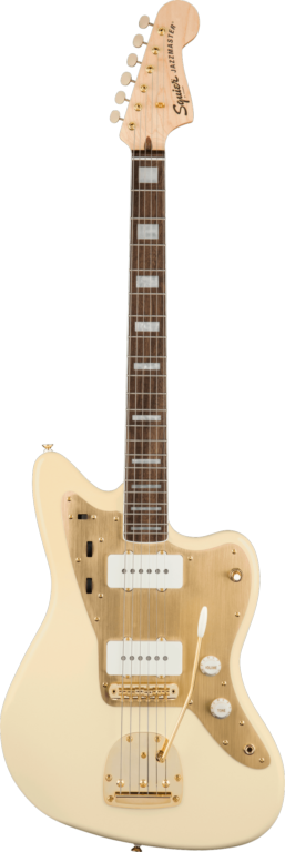 Squier 40th Anniversary Jazzmaster®, Gold Edition, Laurel Fingerboard, Gold Anodized Pickguard, Olympic White Electric Guitars