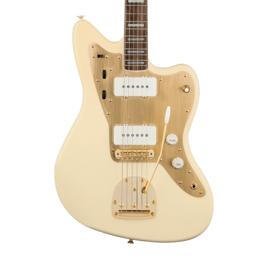 Squier 40th Anniversary Jazzmaster®, Gold Edition, Laurel Fingerboard, Gold Anodized Pickguard, Olympic White Electric Guitars