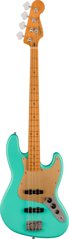 Squier 40th Anniversary Jazz Bass®, Vintage Edition, Maple Fingerboard, Gold Anodized Pickguard, Satin Seafoam Green Bass Guitars