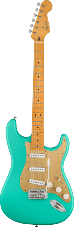 Squier 40th Anniversary Stratocaster®, Vintage Edition, Maple Fingerboard, Gold Anodized Pickguard, Satin Seafoam Green Electric Guitars