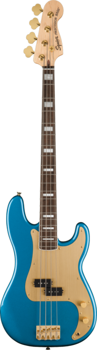 Squier 40th Anniversary Precision Bass®, Gold Edition, Laurel Fingerboard, Gold Anodized Pickguard, Lake Placid Blue Bass Guitars