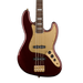 Squier 40th Anniversary Jazz Bass®, Gold Edition, Laurel Fingerboard, Gold Anodized Pickguard, Ruby Red Metallic Bass Guitars