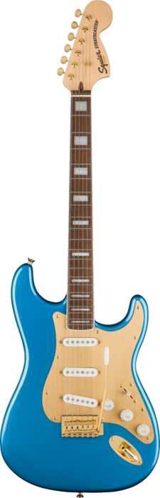 Squier 40th Anniversary Stratocaster®, Gold Edition, Laurel Fingerboard, Gold Anodized Pickguard, Lake Placid Blue Electric Guitars