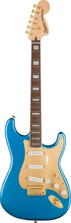 Squier 40th Anniversary Stratocaster®, Gold Edition, Laurel Fingerboard, Gold Anodized Pickguard, Lake Placid Blue Electric Guitars