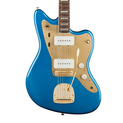 Squier 40th Anniversary Jazzmaster®, Gold Edition, Laurel Fingerboard, Gold Anodized Pickguard, Lake Placid Blue Electric Guitars