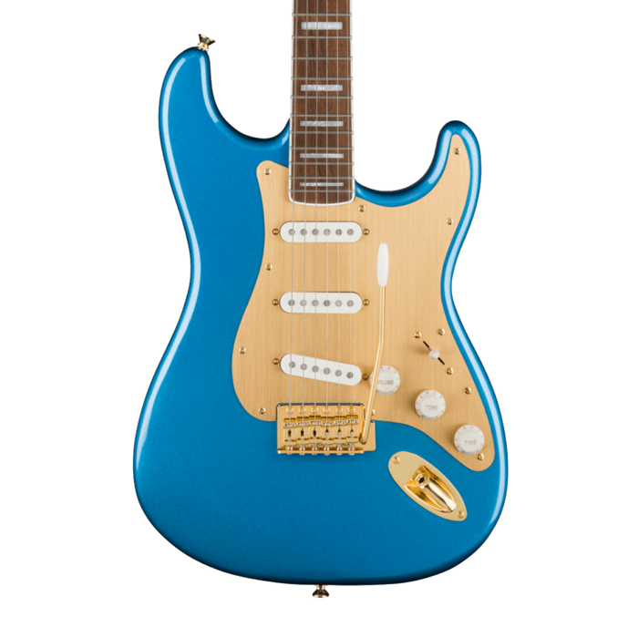 Squier 40th Anniversary Stratocaster®, Gold Edition, Laurel Fingerboard, Gold Anodized Pickguard, Lake Placid Blue Electric Guitars