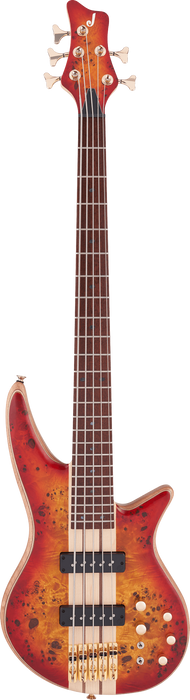 Jackson Pro Series Spectra Bass SBP V Caramelized Jatoba Fingerboard Transparent Cherry Burst